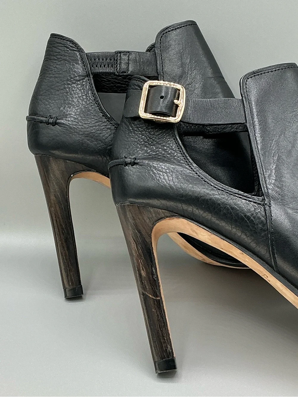 Coach Idena Black Leather Open Toe Booties High Heel Women’s Size 7